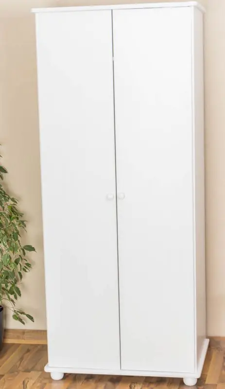 Kleiderschrank Kiefer Vollholz massiv weiß Junco 13A - Abmessung 195 x 84 x 59 cm