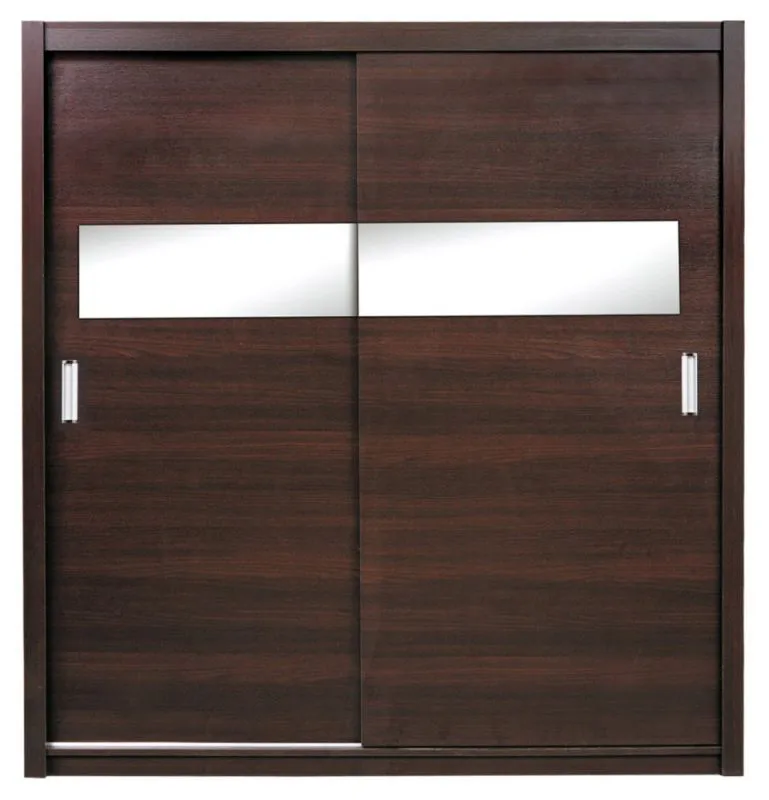 200 cm breiter Kleiderschrank mit 6 Fächern und 2 Türen | Farbe: Wenge-Optik Abbildung