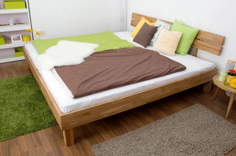 Eiche-Bett massiv | 200 x 200 cm | Eiche | Geölt Abbildung
