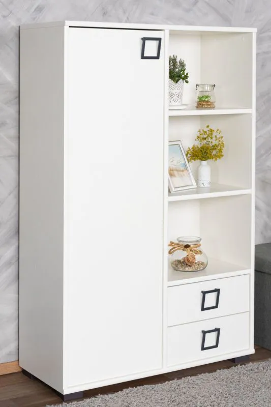 Kinderzimmer - Kommode Benjamin 26, Farbe: Weiß - Abmessungen: 134 x 86 x 37 cm (H x B x T)