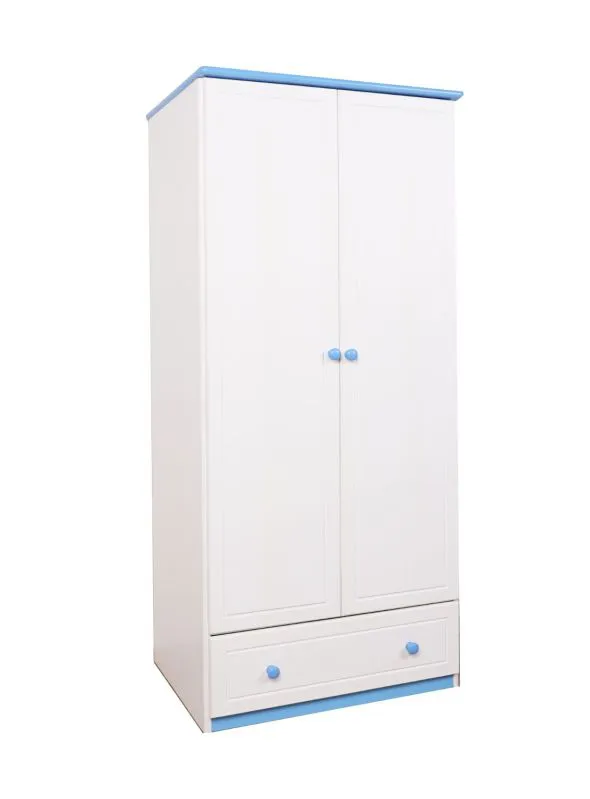 Kleiderschrank Kiefer Vollholz massiv blau 003 - Abmessung 160 x 80 x 60 cm (H x B x T)