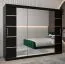 Schiebetürenschrank / Kleiderschrank Jan 06D mit Spiegel, Farbe: Schwarz - Abmessungen: 200 x 250 x 62 cm (H x B x T)