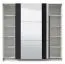Moderner Kleiderschrank mit zwei Kleiderstangen Sizila 01, Farbe: Weiß / Schwarz, 10 Fächer, Spiegel, Maße: 210 x 217 x 62,5 cm, hochwertige Materialien