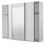 Kleiderschrank / Schwebetürenschrank Bogati 04, Farbe: Weiß / Weiß Hochglanz, eine Spiegeltür, zwei Kleiderstangen, Maße: 224 x 262,5 x 65,5 cm