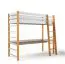 Hochbett / Funktionsbett mit Schreibtisch Analena 02, Kinderbett in Weiß / Eiche Natur, Kiefernholz massiv, Liegefläche: 80 x 190 cm, inklusive Lattenrost