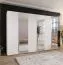 Drehtürenschrank | 3 Spiegeltüren | Farbe: Weiß | Soft-Close | 3 Fächer | 3 Kleiderstangen | Griffe: Schwarz | Maße: 300 x 52 x 202 cm | Kleiderschrank