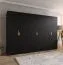 Drehtürenschrank | 6 Türen | Farbe: Schwarz | 3 Kleiderstangen | Griffe: Gold | 3 Fächer | Maße: 300 x 52 x 202 cm | Soft-Close-Funktion