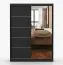 Schiebetürenschrank / Kleiderschrank | Spiegel | 200 x 150 x 61 cm | Schwarz | Bucegi 32 | 2 Türen | 6 Fächer | Griffe: Aluminium | Kleiderstange