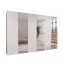 Kleiderschrank | 3 Spiegeltüren | 3 Fächer | Farbe: Weiß | 3 Kleiderstangen | Griffe: Gold | Maße: 300 x 52 x 202 cm | Soft-Close-Funktion