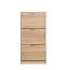 Schlichter Schuhschrank mit drei Kipptüren Veliko 02, Farbe: Eiche Sonoma, ABS-Kantenschutz, Griffe: Grau, Maße: 119 x 58 x 18 cm, für den Vorraum