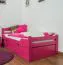 Einzelbett / Gästebett "Easy Premium Line" K1/2h inkl. 2. Liegeplatz und 2 Abdeckblenden, 90 x 200 cm Buche Vollholz massiv rosa lackiert