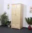 Kleiderschrank | 2 Drehtüren | 1 Schublade | 4 Fächer | mit Kleiderstange | 90 cm breit | Massivholz | Farbe: Natur Abbildung