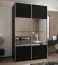 Kleiderschrank / Schiebetürenschrank | 245,5 x 160 x 64 cm | Soft-Close | 11 Fächer | 2 Kleiderstangen | Spiegel | 2 Schiebetüren | Farbe: Schwarz