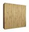 Kleiderschrank mit zwei Kleiderstangen Korab 24, 2 Meter breit, zwei Fächer, vier Türen, Farbe: Eiche Artisan, Soft-Close-Funktion, Griffe: Kaschmir