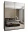 Kleiderschrank / Schiebetürenschrank | 2 Kleiderstangen | 245,5 x 190 x 64 cm | 2 Schiebetüren | Spiegel | 11 Fächer | Soft-Close | Farbe: Schwarz