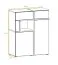 Vitrine Stura 03, Farbe: Weiß Hochglanz / Grau - Abmessungen: 110 x 90 x 40 cm (H x B x T), mit fünf Fächern und LED-Beleuchtung