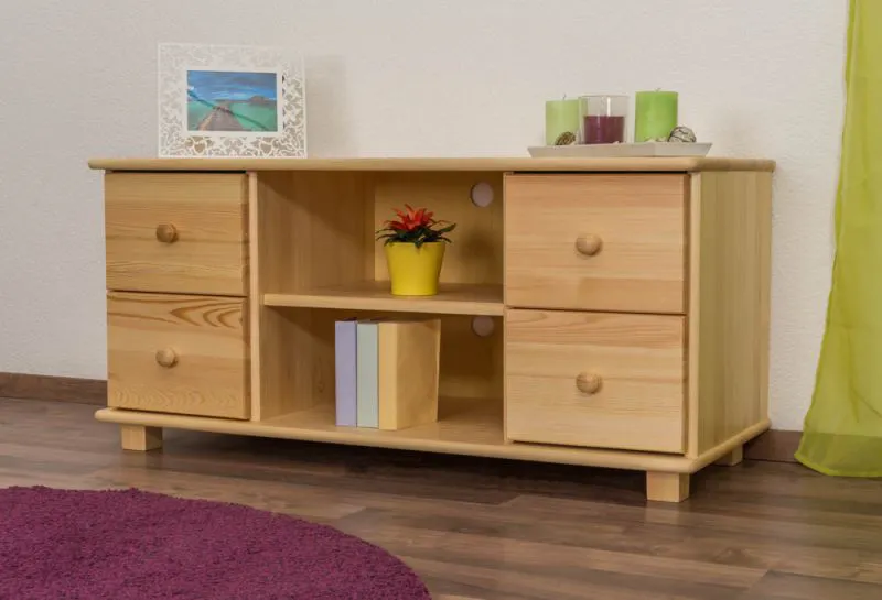 TV-Unterschrank Kiefer Vollholz massiv natur 002 - Abmessung 55 x 118 x 47 cm (H x B x T)