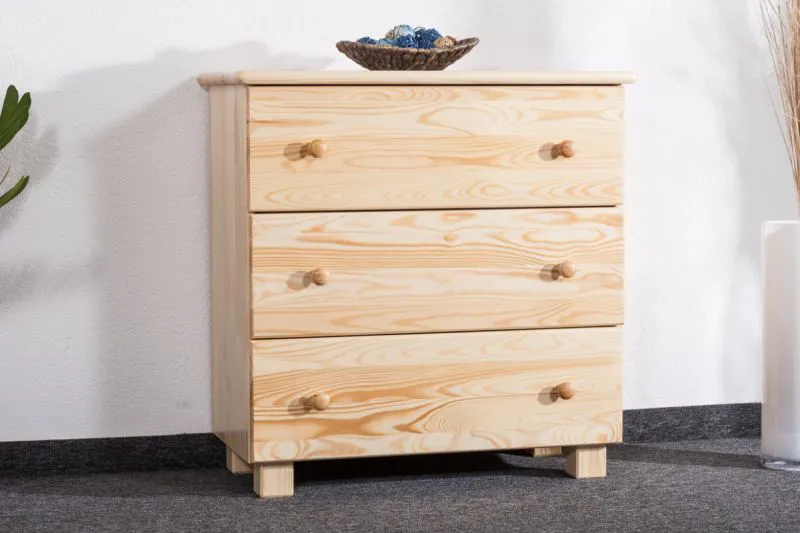 Kommode Kiefer massiv Vollholz natur 001 - Abmessung 80  x 80  x 42 cm (H x B x T)