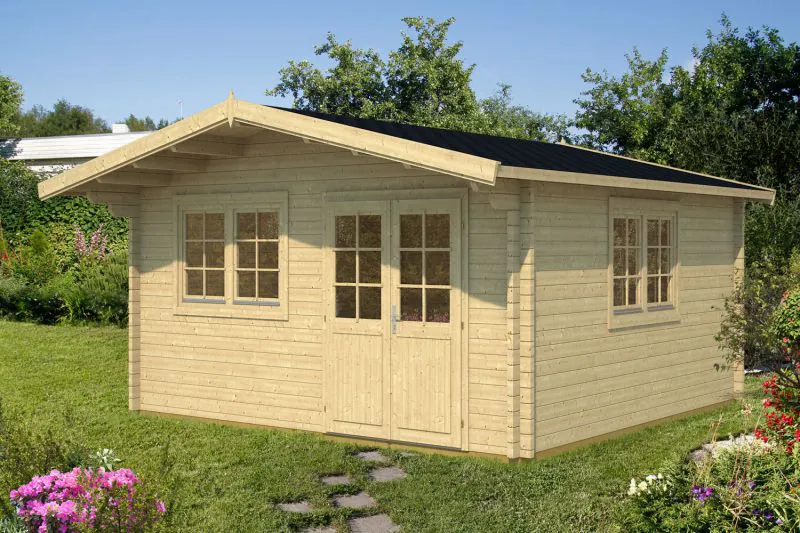 Gartenhaus Schatzbichl 03 inkl. Fußboden - 70 mm Blockbohlenhaus, Grundfläche: 23 m², Satteldach