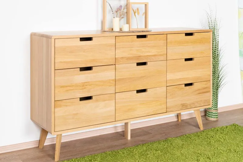 Kommode Eiche massiv natur Aurornis 40 - Abmessungen: 84 x 142 x 40 cm (H x B x T)