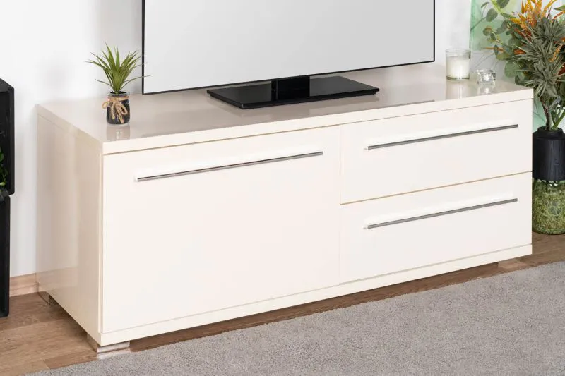 TV-Unterschrank Garim 24, Farbe: Beige Hochglanz - 46 x 120 x 45 cm (H x B x T)