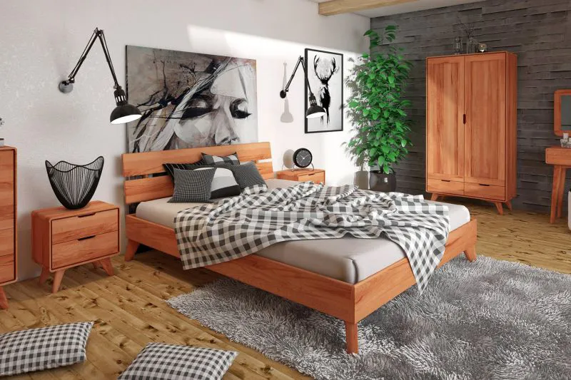 Massivholzbett | 90 x 200 cm | Kernbuche | Geölt | Natur Abbildung