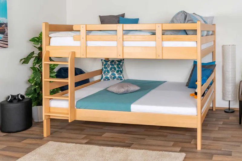Etagenbett für Erwachsene | für bis zu 4 Personen | 160 x 200 cm | Massivholz Buche | Natur lackiert | umbaubar | Premium Qualität Abbildung