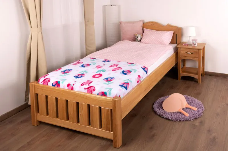 Bettrahmen für Kinder / Kinderbett 100 x 200 cm | Massivholz: Eiche | Natur Lackiert Abbildung