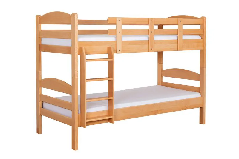Etagenbett für Jugendliche 90 x 200 cm | Massivholz: Buche | Natur Lackiert | umbaubar in 2 Einzelbetten | inkl. Rollroste Abbildung
