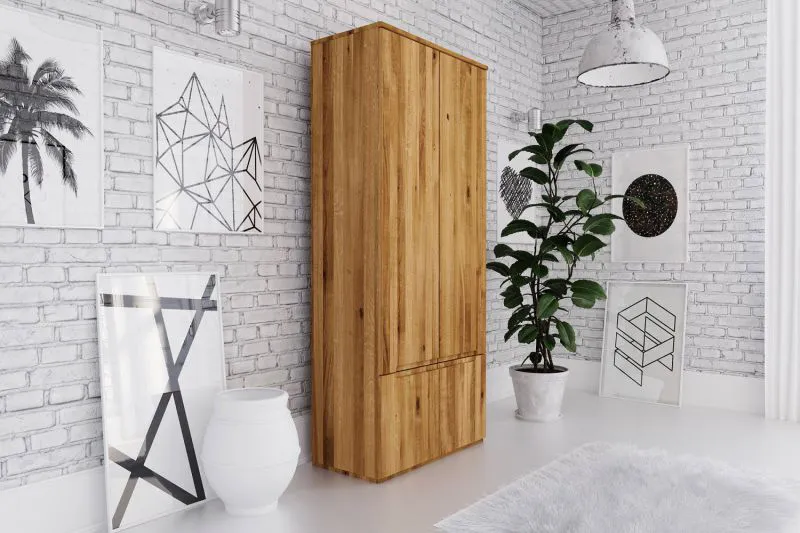 90 cm breiter Kleiderschrank mit 4 Türen | Farbe: Natur Abbildung