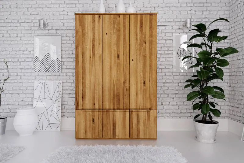 135 cm breiter Kleiderschrank mit 3 Türen | Farbe: Natur Abbildung