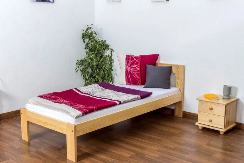 Kinderbett 90 x 200 cm | Massivholz: Kiefer | Natur Lackiert Abbildung
