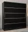 Schiebetürenschrank / Kleiderschrank Jan 04A, Farbe: Schwarz - Abmessungen: 200 x 180 x 62 cm ( H x B x T)