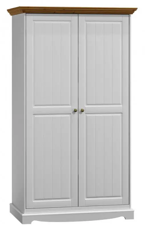 108 cm breiter Kleiderschrank mit 2 Türen | Farbe: Eiche / Weiß Abbildung