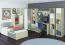 Jugendzimmer - Kommode Greeley 07, Farbe: Buche / Weiß / Platingrau - Abmessungen: 140 x 92 x 40 cm (H x B x T), mit 1 Tür, 2 Schubladen und 6 Fächern