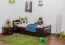 Kinderbett / Jugendbett "Easy Premium Line" K1/2h inkl. 2. Liegeplatz und 2 Abdeckblenden, 90 x 200 cm Buche Vollholz massiv schokobraun lackiert