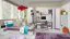 Jugendzimmer - TV - Unterschrank "Emilian" 12, Kiefer gebleicht / Lila - Abmessungen: 50 x 120 x 50 cm (H x B x T)