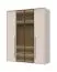 Kleiderschrank mit zwei Glastüren Neiafu 38, Farbe: Kaschmir, Soft-Close-Funktion, inkl. Innenbeleuchtung, neun Einlegeböden, Maße: 224 x 182 x 56 cm