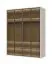 Glastüren-Kleiderschrank mit Innenbeleuchtung Neiafu 67, Farbe: Kaschmir, zwei Kleiderstangen, Soft-Close-Funktion, Maße: 224 x 182 x 56 cm, sechs Einlegeböden