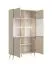 Vitrine | zwei Glaseinlegeböden | Farbe: Beige | 10 Fächer | Griffe & Beine: Gold | Maße: 105,5 x 40,5 x 191 cm | elegantes Design