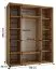 Schiebetürenschrank Mina in Schwarz/Eiche, Front aus laminierter Platte, Anti Staubbürsten, Metallgriffe in schwarz, 235,2 x 190 x 60 cm, platzsparend
