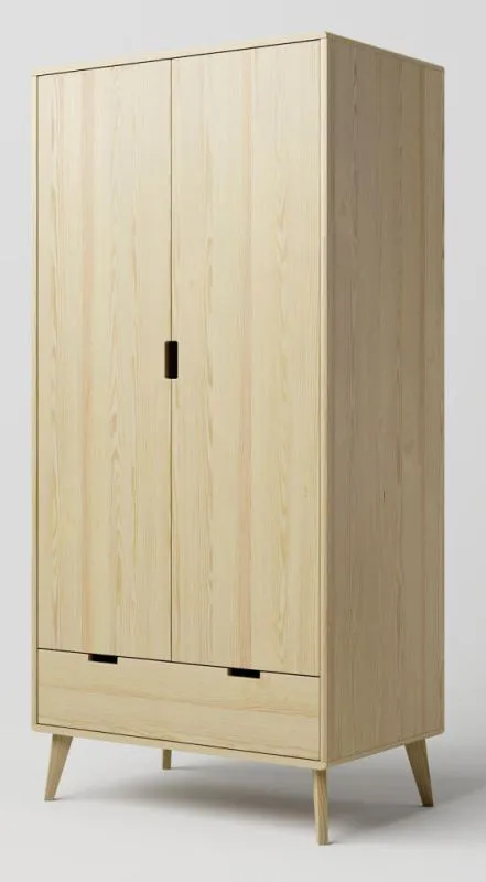 96 cm breiter Kleiderschrank mit 2 Türen | Farbe: Natur Abbildung