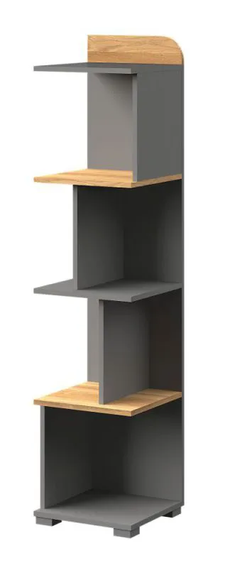 Jugendzimmer - Regal Klemens 05, Farbe: Grau / Eiche - Abmessungen: 153 x 35 x 36 cm (H x B x T)