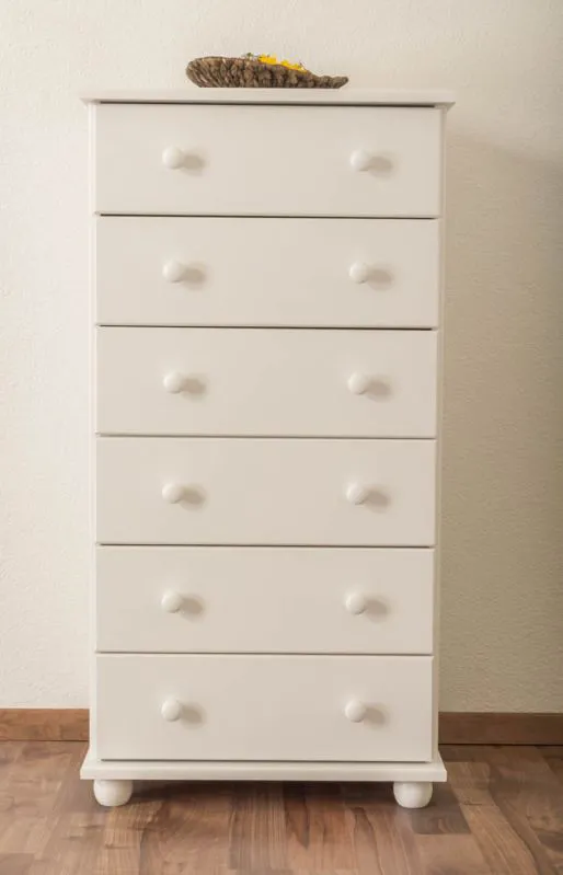 Kommode Kiefer massiv Vollholz weiß lackiert Junco 135 - Abmessung 118 x 60 x 42 cm