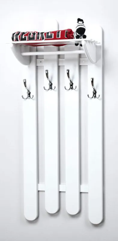 Garderobe Kiefer massiv Vollholz Weiß Junco 345 - Abmessungen: 125 x 50 x 33 cm  (H x B x T)