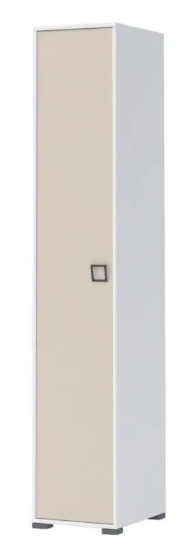 44 cm breiter Kleiderschrank mit 1 Tür | Kleiderstange | Farbe: Weiß Abbildung