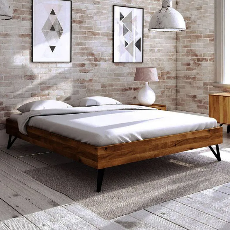 Eiche-Bett massiv | 180 x 200 cm | Wildeiche | Geölt | Natur Abbildung
