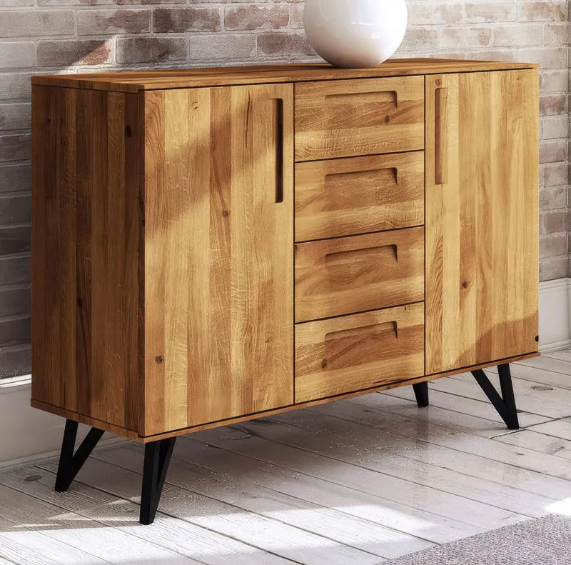Kommode Masterton 09 Wildeiche massiv geölt - Abmessungen: 100 x 136 x 45 cm (H x B x T)