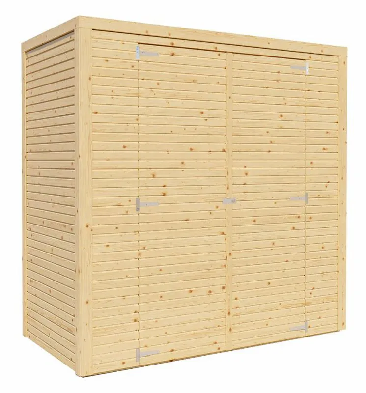 Gartenhaus 1,1 x 2,07 Meter (inkl. Dach) | aus vorgefertigten Elementen| Natur unbehandelt | mit Flachdach Abbildung