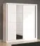 Kleiderschrank mit Spiegel Apatin 04, Farbe: Weiß, drei Kleiderstangen, Schiebetürenschrank, fünf Fächer, Maße: 215,5 x 205 x 60 cm, einfach und ästhetisch